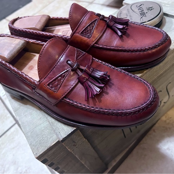 Allen Edmonds MAXFIELD Mens 47716 Brown Leather Braided Tassel Loafers size 9 D - Picture 1 of 5